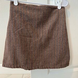 SHEIN Brown Houndstooth Mini Skirt